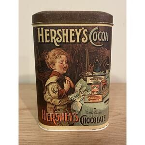 VTG 1984 Hershey’s Cocoa Bitter Sweets England Metal Tin Empty Canister